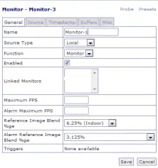 Zoneminder Pestaña General